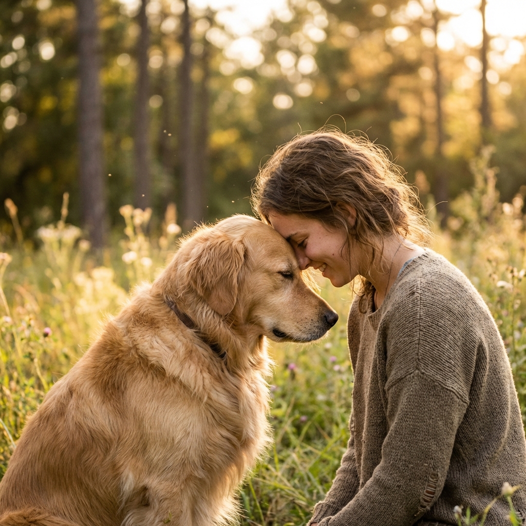 Séance photo maitre et chien complicité nature Cévennes